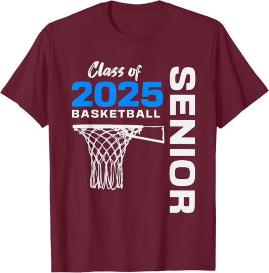Basketball Senior Matching Class of 2025 Senior Basketball T-Shirt - T-Shirt | Maroon