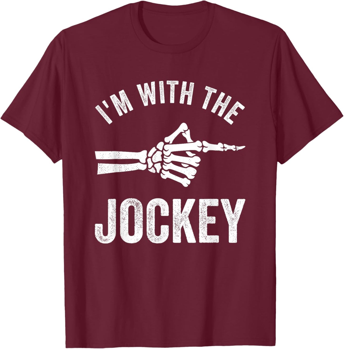 I'm with The Jockey Funny Halloween Couple Costume Party T-Shirt - T-Shirt | Maroon