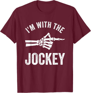 I'm with The Jockey Funny Halloween Couple Costume Party T-Shirt - T-Shirt | Maroon