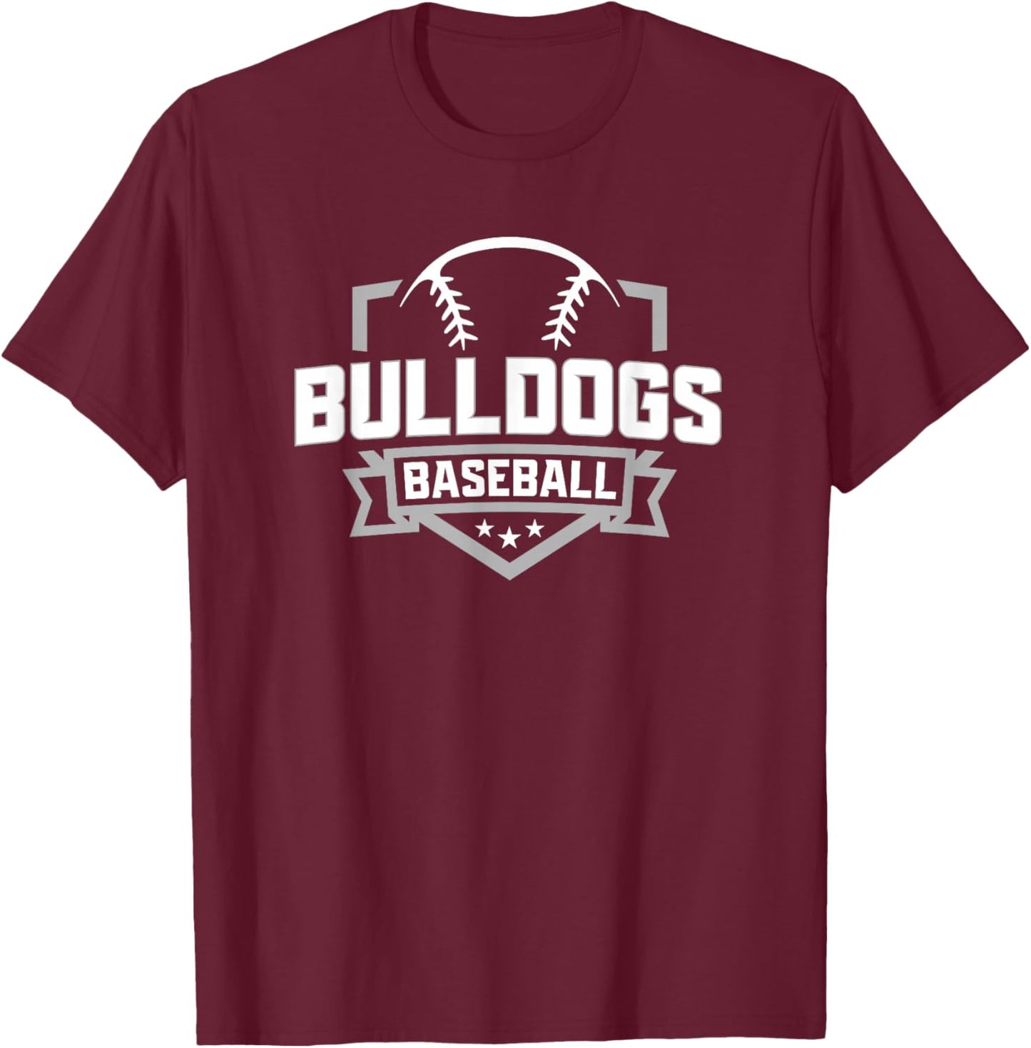 Bulldogs Baseball Style for Bulldog Mascot Sports Fan T-Shirt - T-Shirt | Maroon
