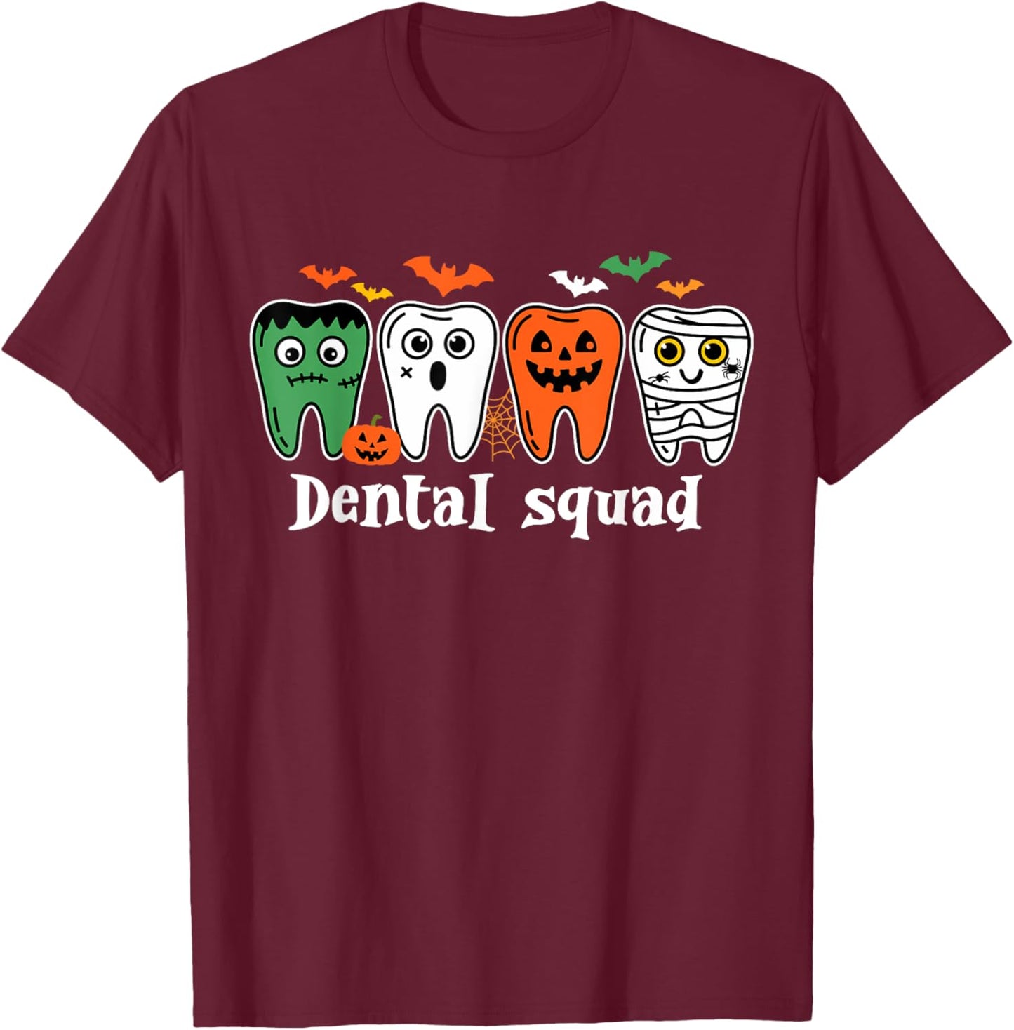 Funny Dental Spooky Squad Costume Denstist Halloween T-Shirt - T-Shirt | Maroon