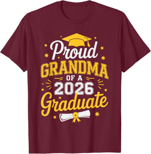 Proud Grandma of 2026 Graduate Senior Class 2026 Graduation T-Shirt - T-Shirt | Maroon