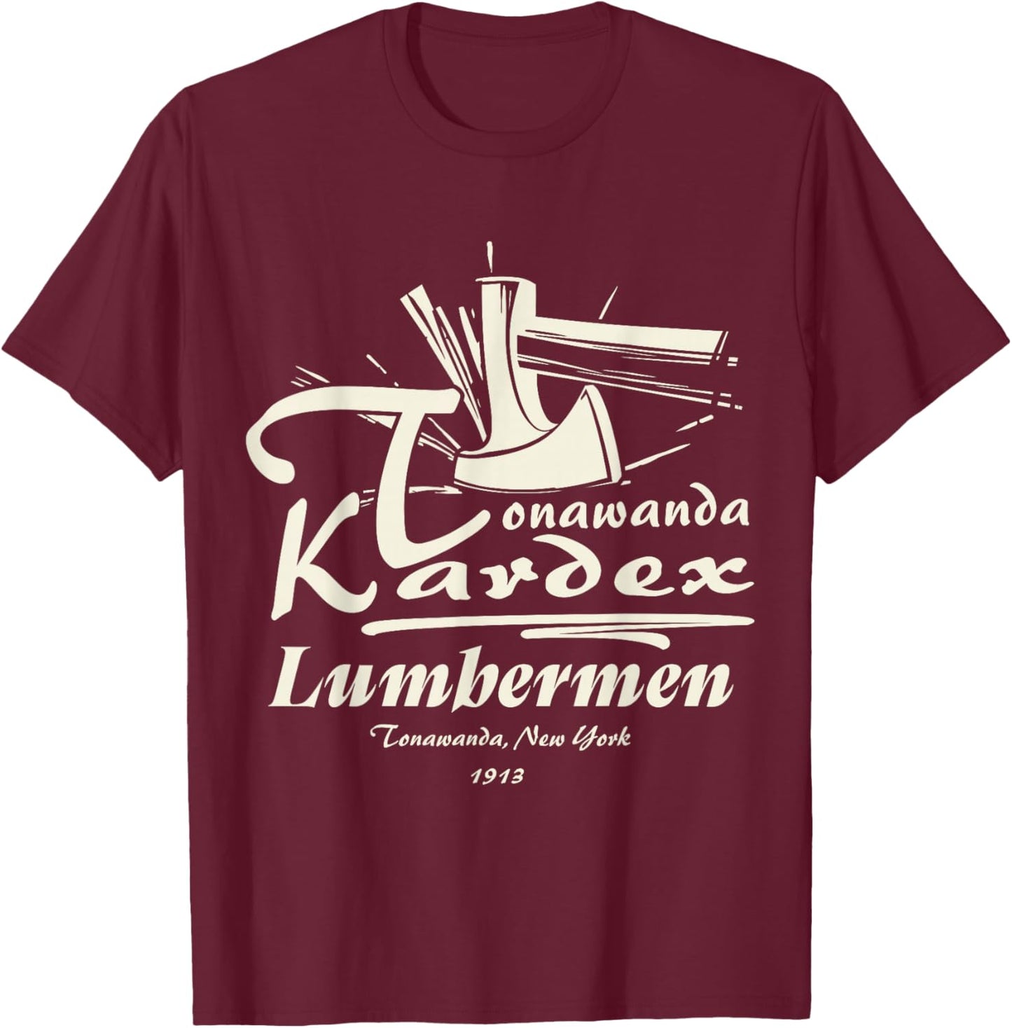 Tonawanda Kardex Lumbermen Football Team (Black Version) T-Shirt - T-Shirt | Maroon