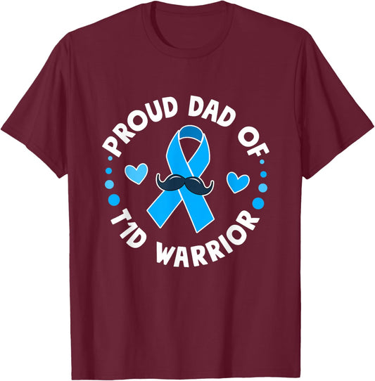 T1D Proud Dad Diabetes Awareness Type 1 T-Shirt - T-Shirt | Maroon