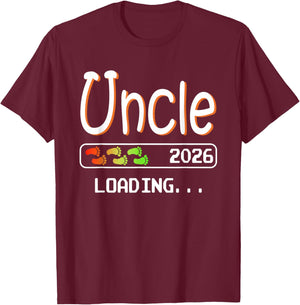 Future Uncle 2026 Loading Pregnancy Announcement Uncle T-Shirt - T-Shirt | Maroon