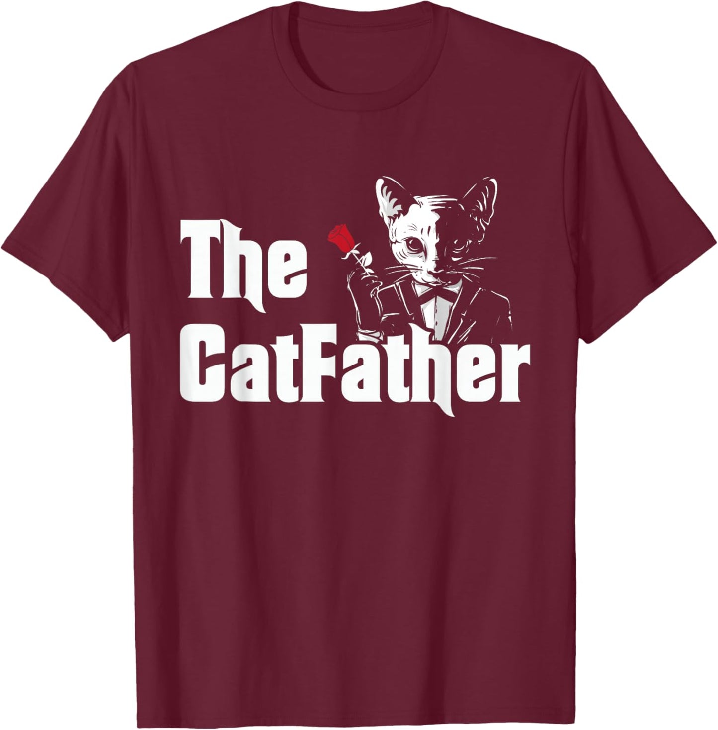 CatFather Cat Mafia Parodie Feline Gentleman Pet Humour Art T-Shirt - T-Shirt | Maroon