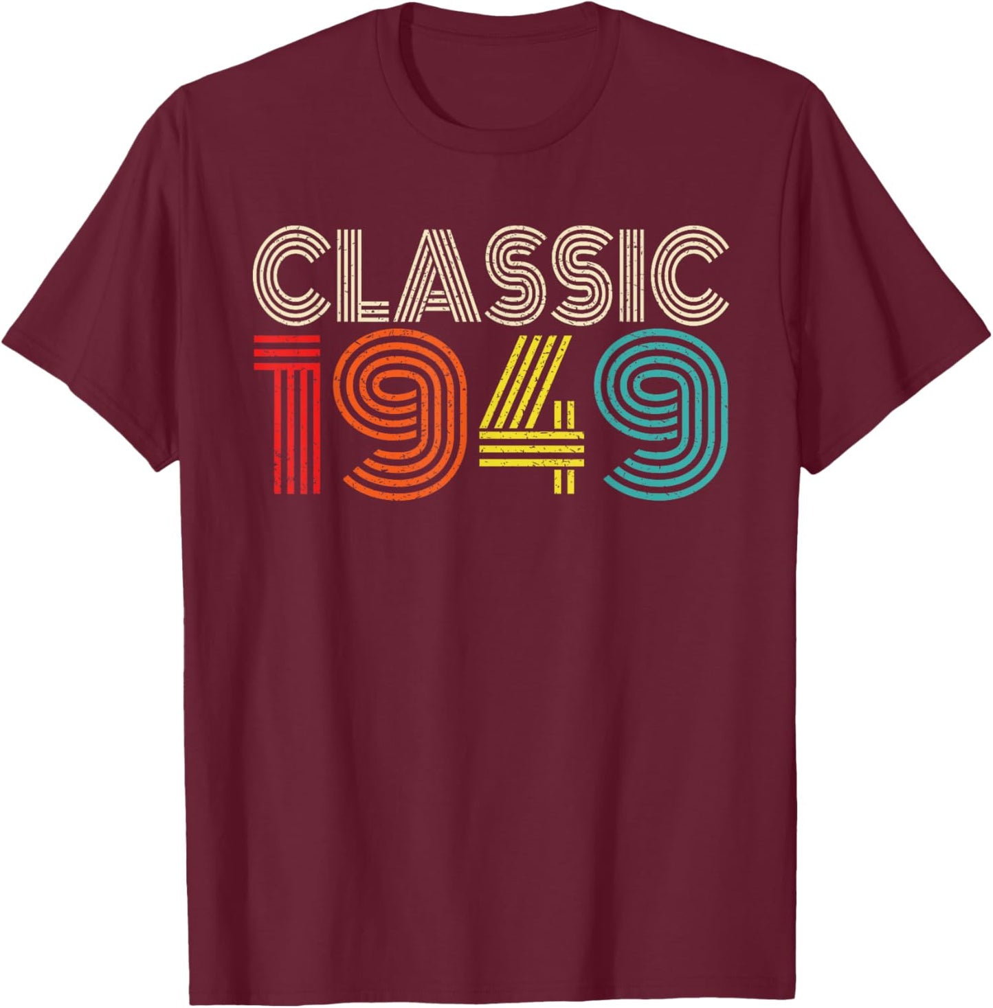 Classic 1949 Vintage 1949 Men Women Vintage Year Birthday T-Shirt - T-Shirt | Maroon