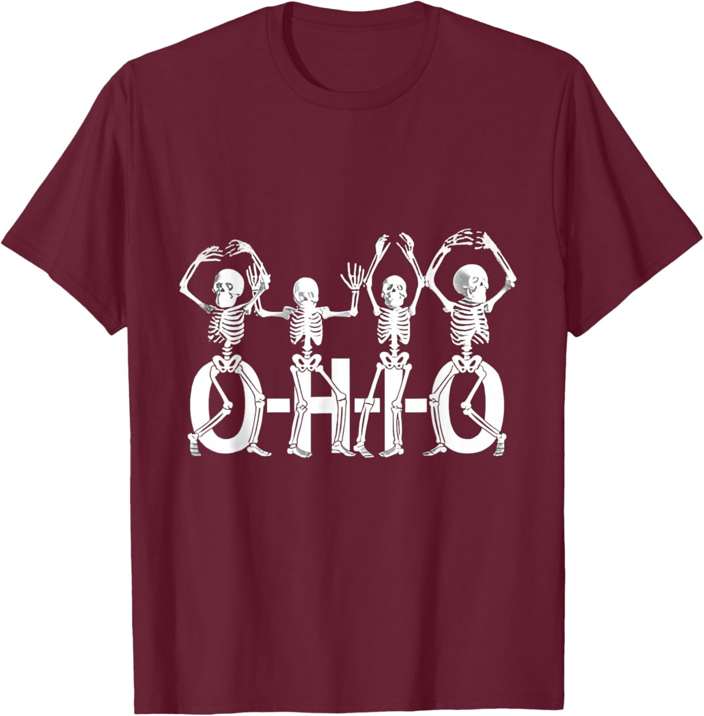 Funny O-H-I-O State Skeleton Vintage Halloween Women Men T-Shirt - T-Shirt | Maroon