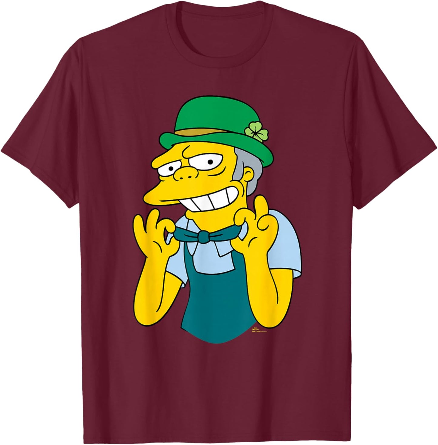 NEW The Simpsons St. Patrick's Day Moe the Bartender Funny T-Shirt - T-Shirt | Maroon