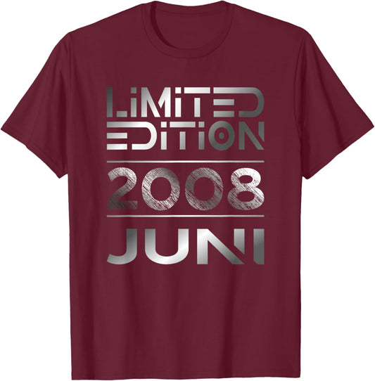 Limited Edition Juni 2008 Junge Mädchen 18. Geburtstag T-Shirt - T-Shirt | Maroon