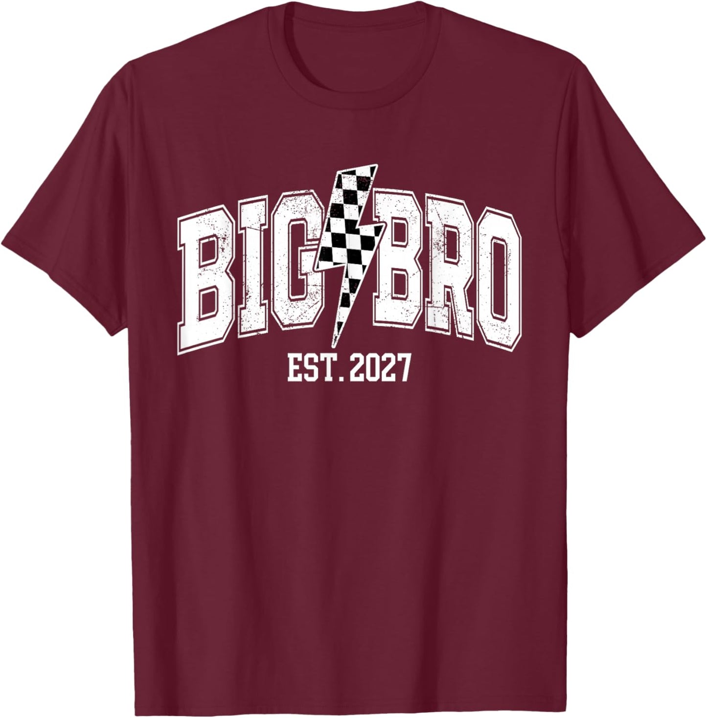 Big Bro Est 2027 New Big Brother Announcement Lightning Bolt T-Shirt - T-Shirt | Maroon