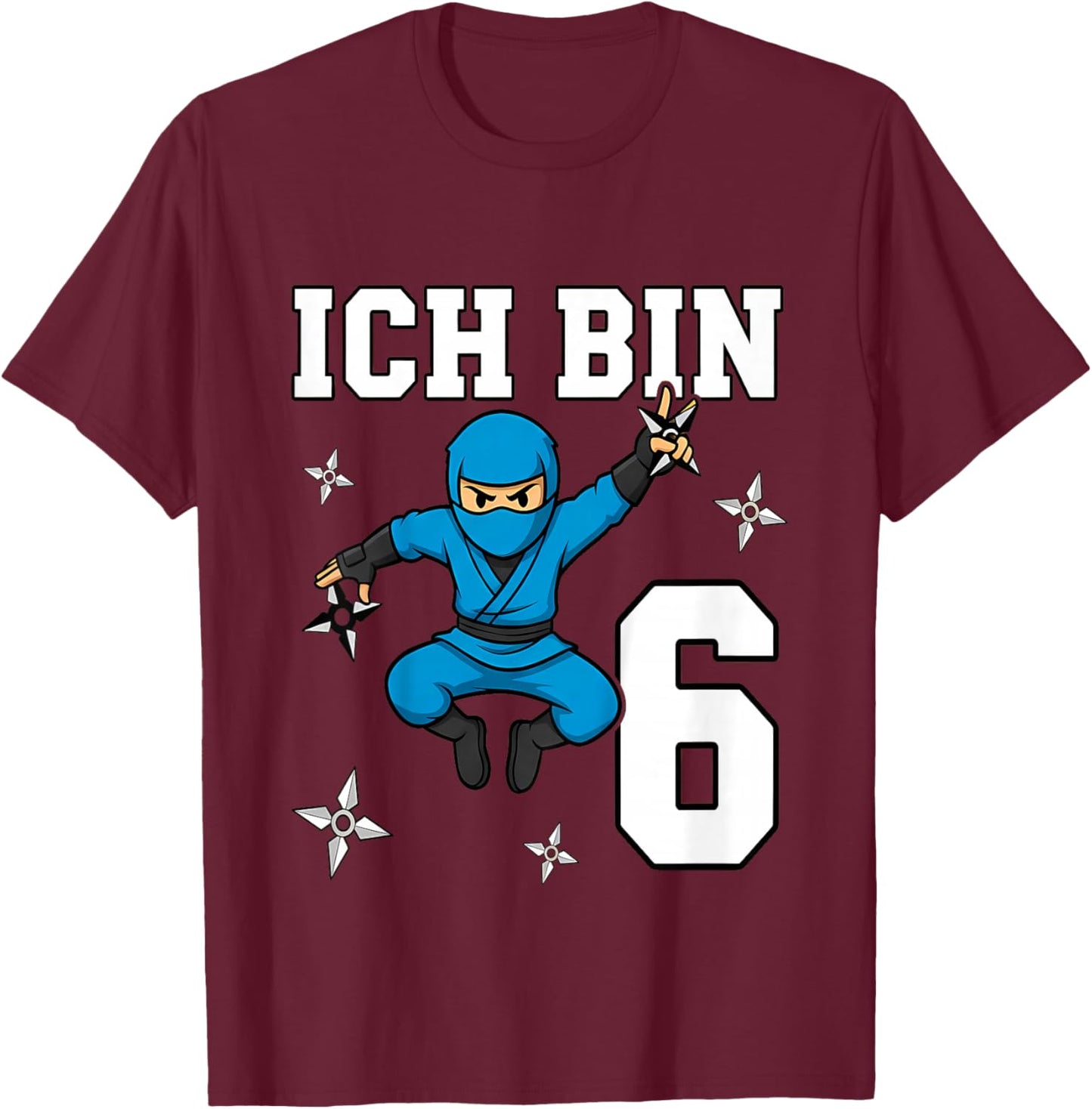 Ich Bin 6 Ninja Geburtstag 6 Jahre Junge Karate T-Shirt - T-Shirt | Maroon