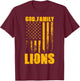 Mansfield Lions God. Family. Vintage USA Flag T-Shirt - T-Shirt | Maroon