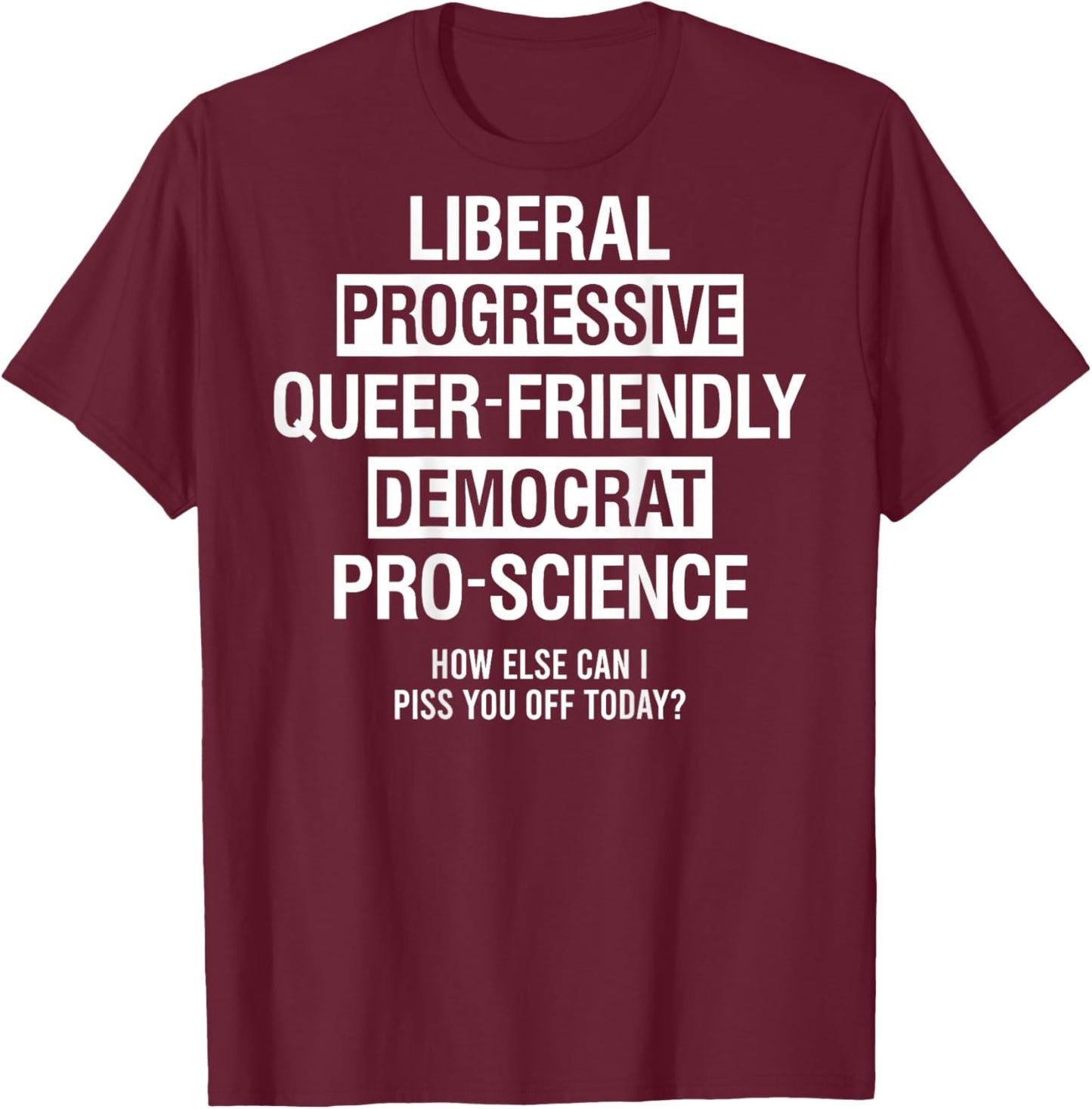 Liberal Progressive Queer Friendly Democrat T-Shirt - T-Shirt | Maroon