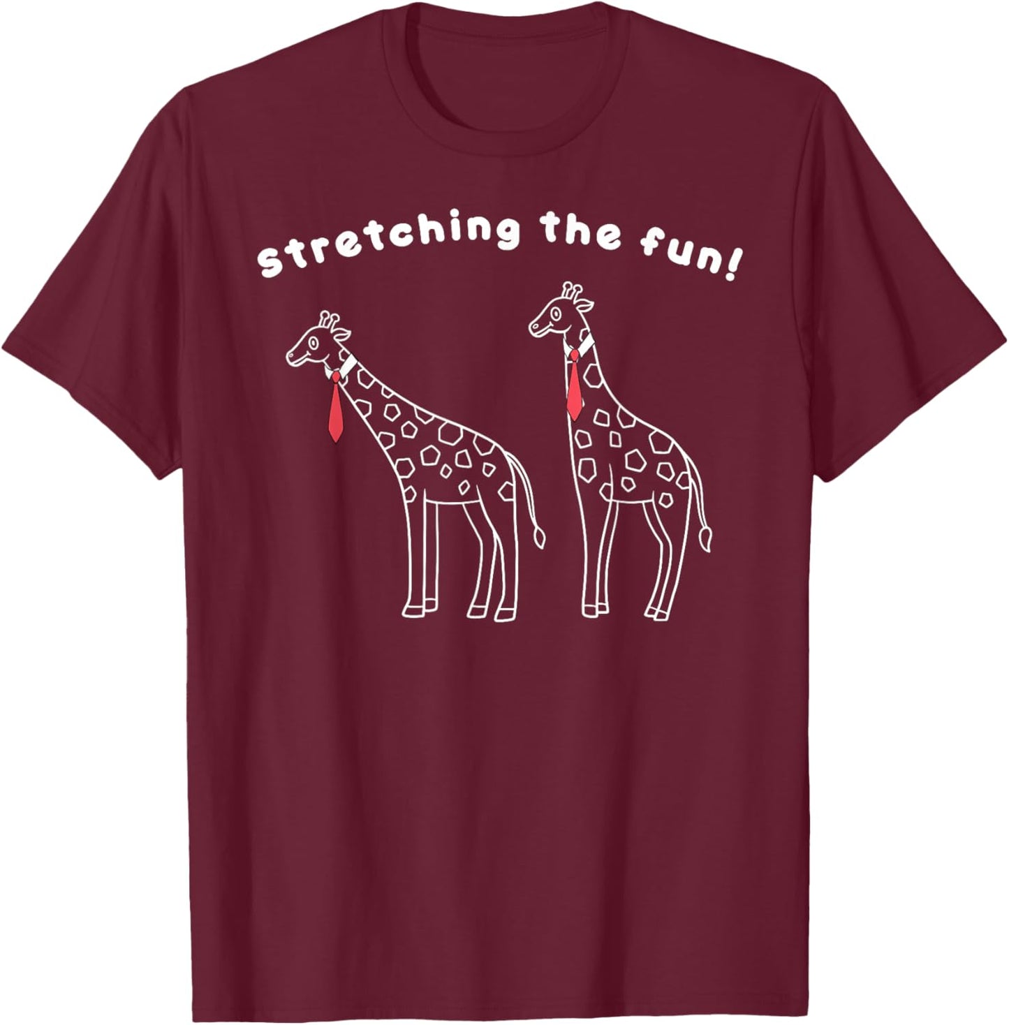 Long Neck Laughs - Giraffes in Ties Stretching Smiles T-Shirt - T-Shirt | Maroon