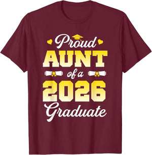 Proud Aunt of A 2026 Graduate Senior Graduation Family T-Shirt - T-Shirt | Maroon