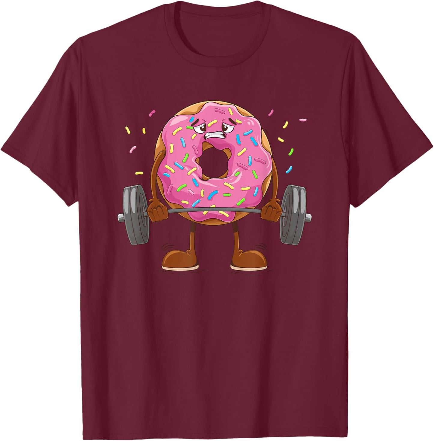 Weightlifing - Funny Fitness Workout Gym Donut Lover T-Shirt - T-Shirt | Maroon