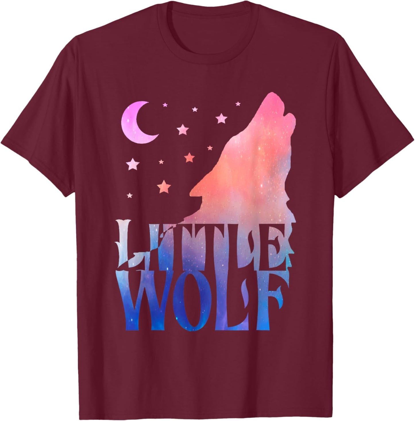 Little Wolf Gift Matching Family Tribe Wolves Moon T-Shirt - T-Shirt | Maroon
