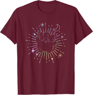 Pokémon Clefairy Metronome Outline Retro Stars T-Shirt - T-Shirt | Maroon