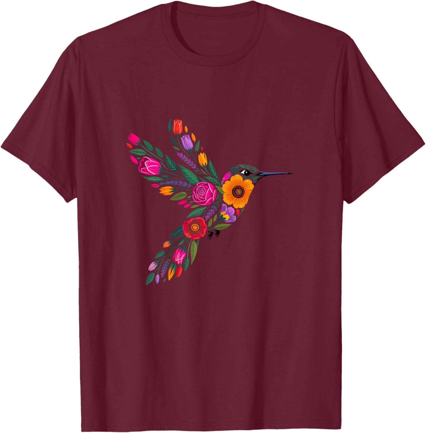 Kolibri Liebhaber Blumen Ästhetik Wildblume Kolibri T-Shirt - T-Shirt | Maroon