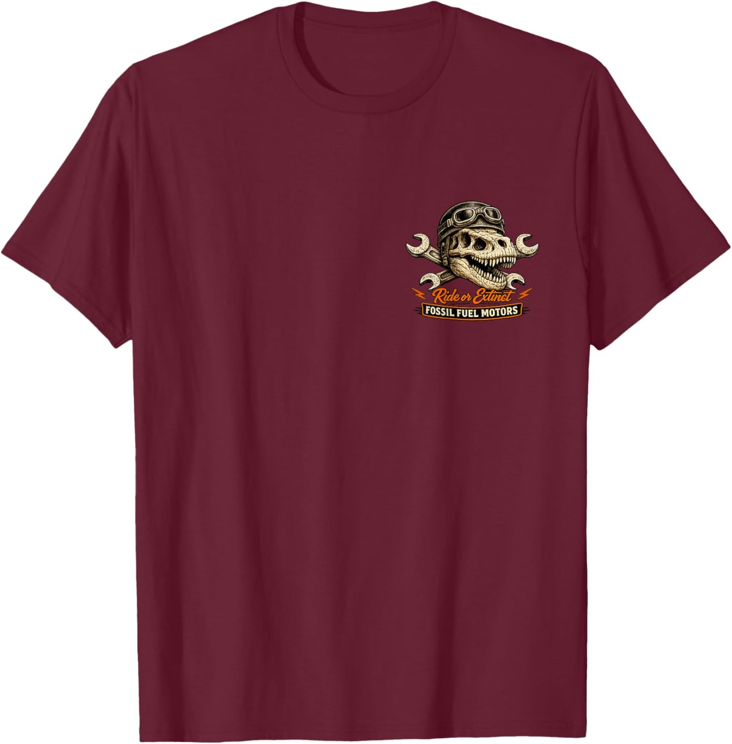 Dinosaur Biker Ride Extinct T- Rex Vintage Motorcycle Art T-Shirt - T-Shirt | Maroon