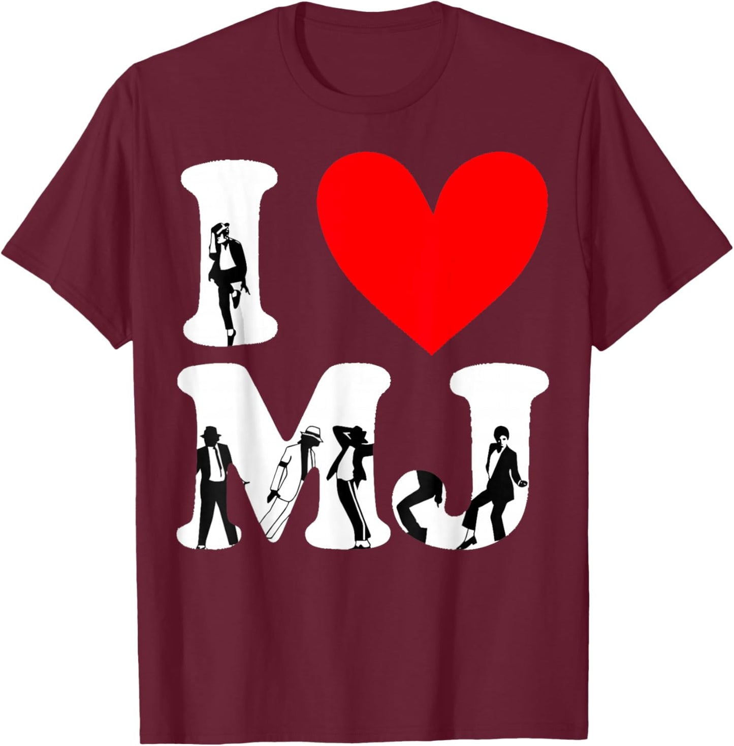 Retro I Love MJ Shirt, I Heart MJ T-Shirt - T-Shirt | Maroon