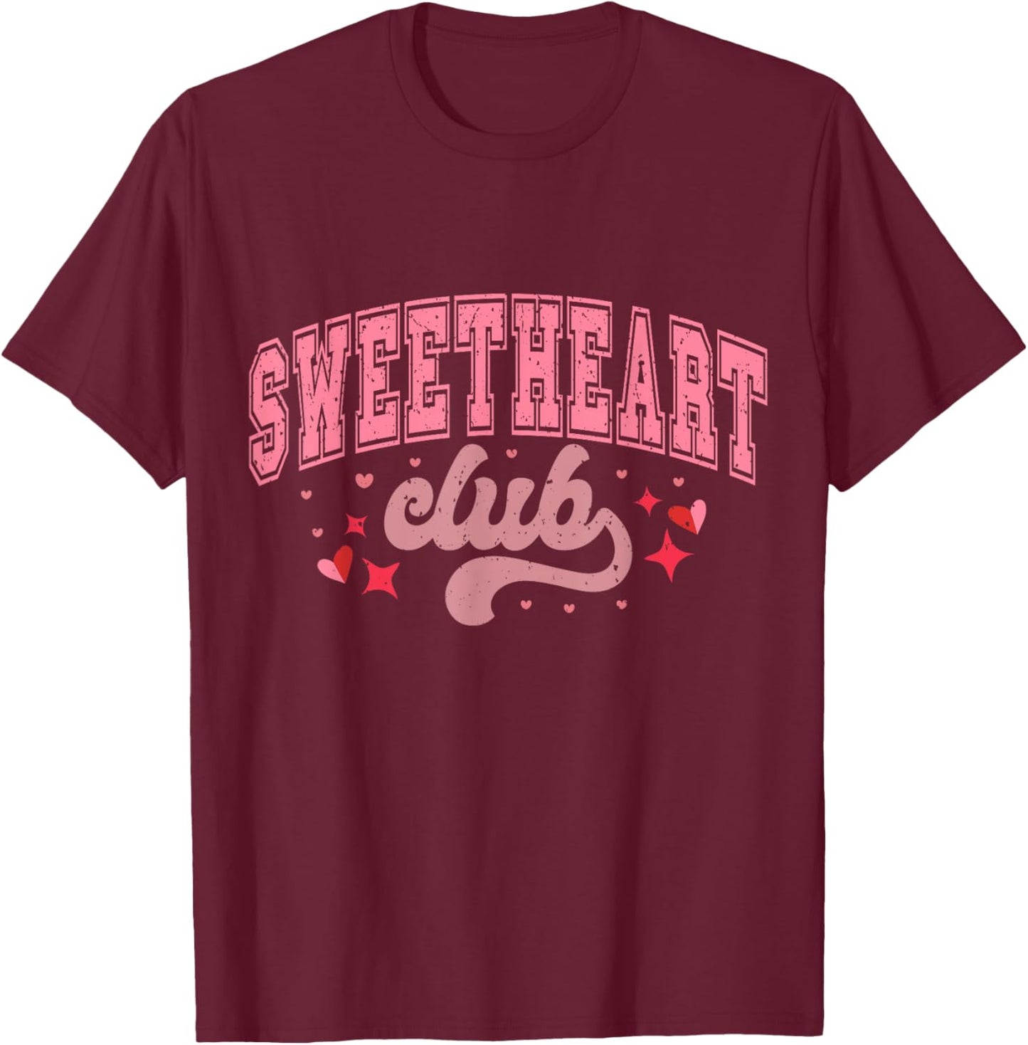 Sweetheart Club Retro Valentine's Day Aesthetic T-Shirt - T-Shirt | Maroon