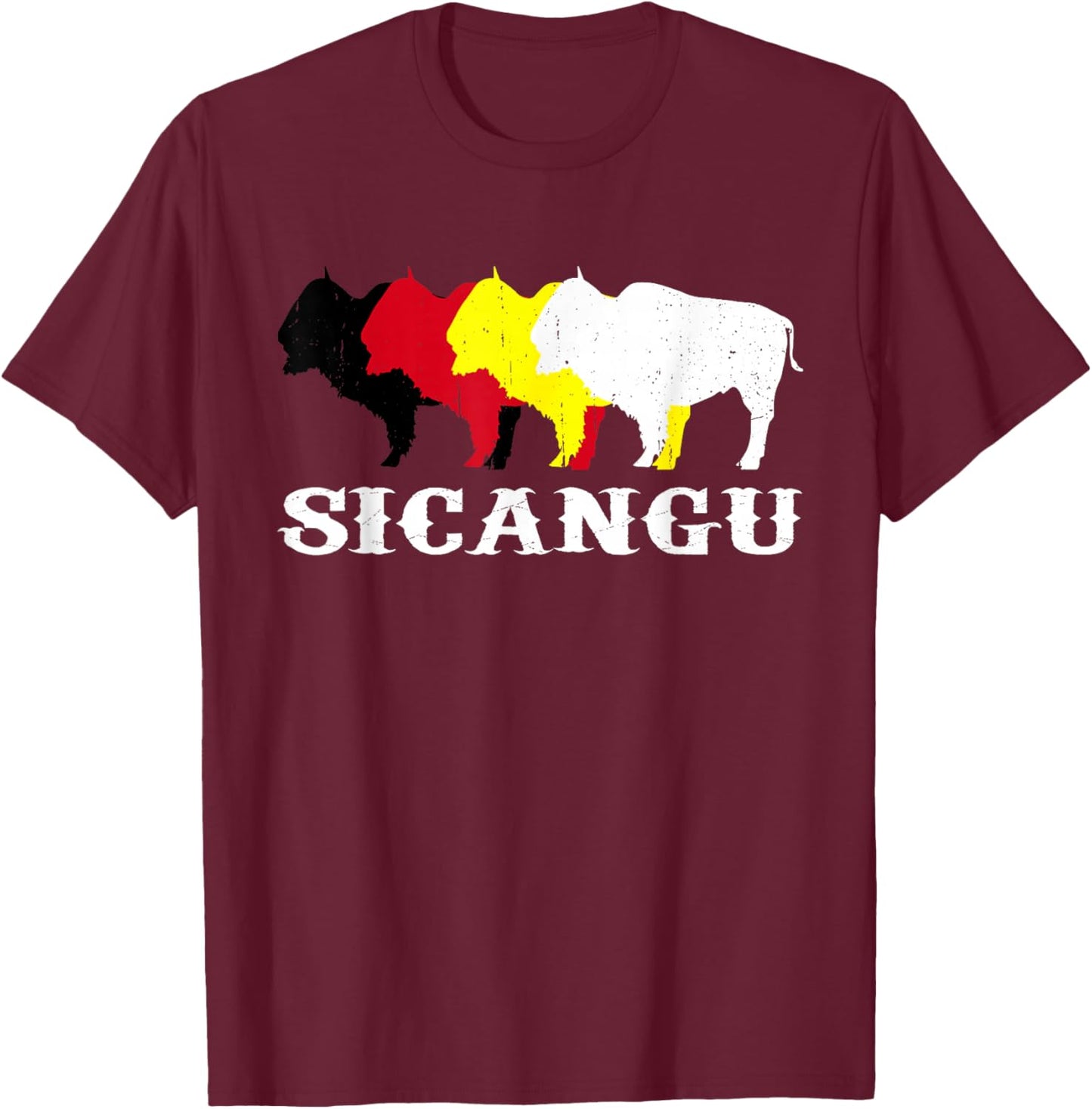 Sicangu Teton Lakota Native American Medicine Wheel T-Shirt - T-Shirt | Maroon