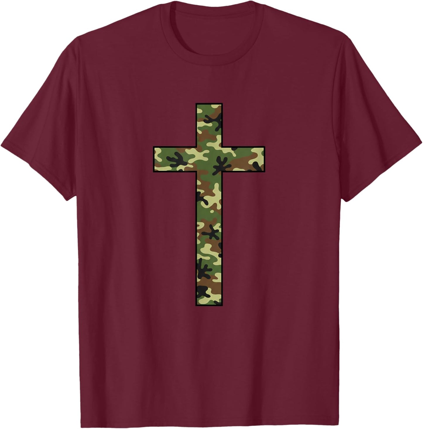 Christian Camo Cross - Military Faith Camouflage Cross T-Shirt - T-Shirt | Maroon