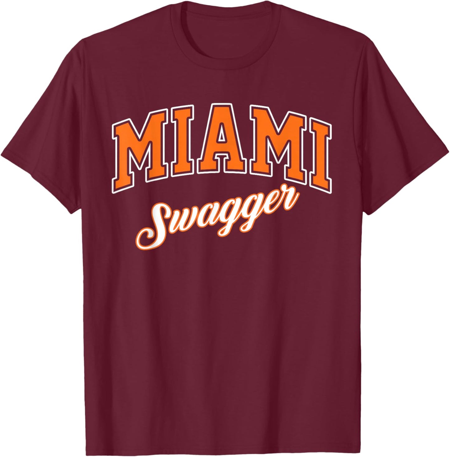 Miami Swagger Graphic Trendy Miami Vibes with Modern Flair T-Shirt - T-Shirt | Maroon