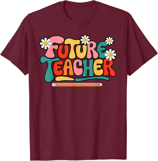 Groovy Future Teacher Student Graduation Teacher In Progress T-Shirt - T-Shirt | Maroon
