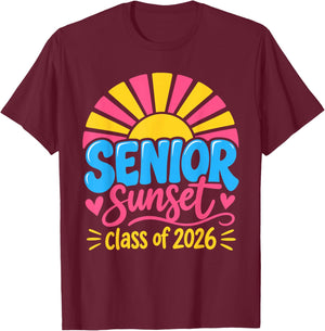 Senior Sunset Retro Graduation Class 2026 T-Shirt - T-Shirt | Maroon
