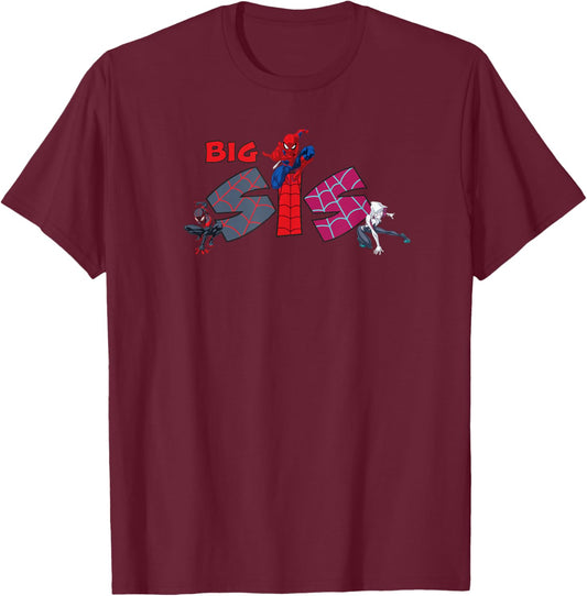 Marvel Spider-Man Trio Big Sis Sister Family Trip Matching T-Shirt - T-Shirt | Maroon