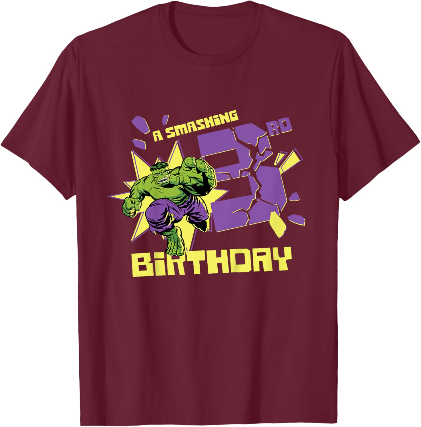 Marvel Super Heroes Hulk A Smashing 3rd Birthday Party T-Shirt - T-Shirt | Maroon