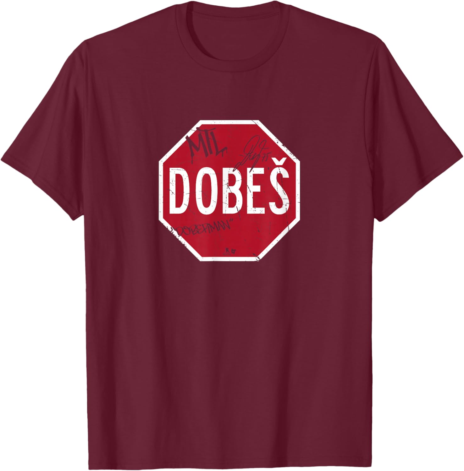 Jakub Dobeš - Stop Sign - Montreal Hockey T-Shirt - T-Shirt | Maroon