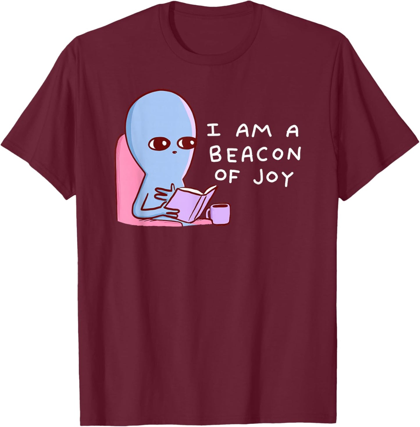 Threadless Nathan W. Pyle A Beacon Of Joy Graphic T-Shirt - T-Shirt | Maroon