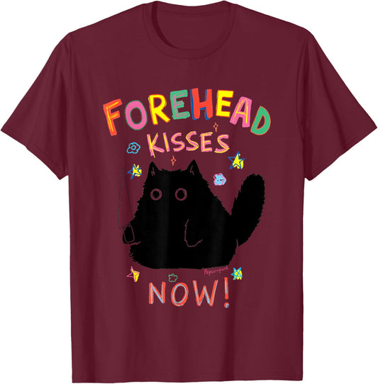 Black Cat Forehead Kisses Now T-Shirt - T-Shirt | Maroon