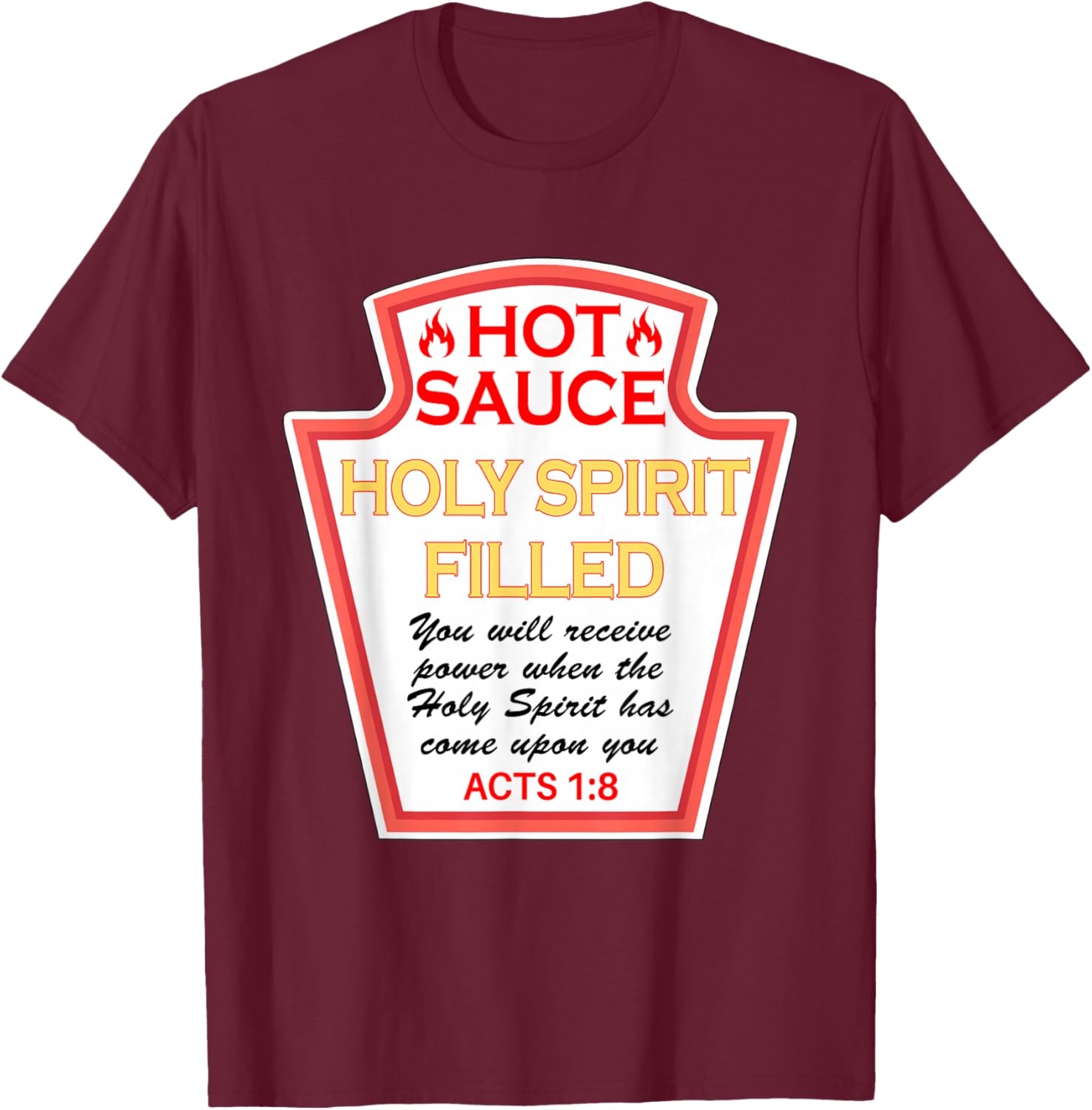Hot Sauce Spirit Filled Condiment Costume Party Matching T-Shirt - T-Shirt | Maroon