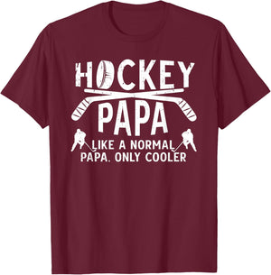 Cool Hockey Papa Grandpa Papa Of A Hockey Player T-Shirt - T-Shirt | Maroon
