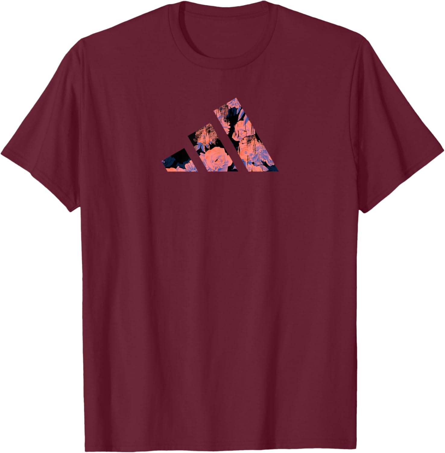 Adidas Badge of Sport Three Bar Floral Graphic T-Shirt - T-Shirt | Maroon