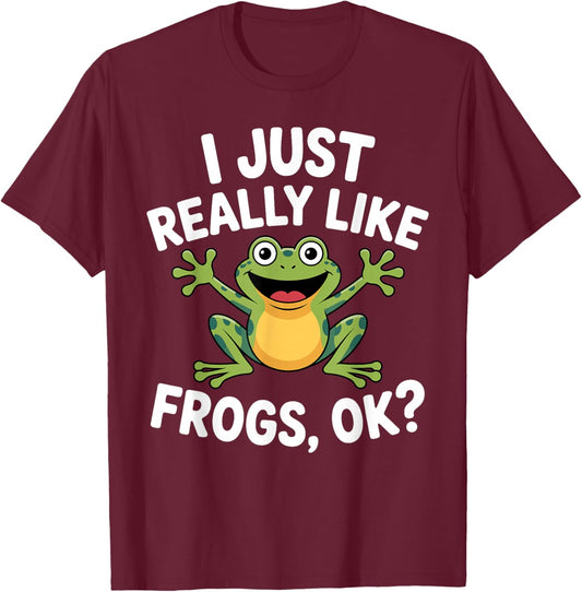 Funny Frog Art Women Kids Tree Frog Animal Lover T-Shirt - T-Shirt | Maroon
