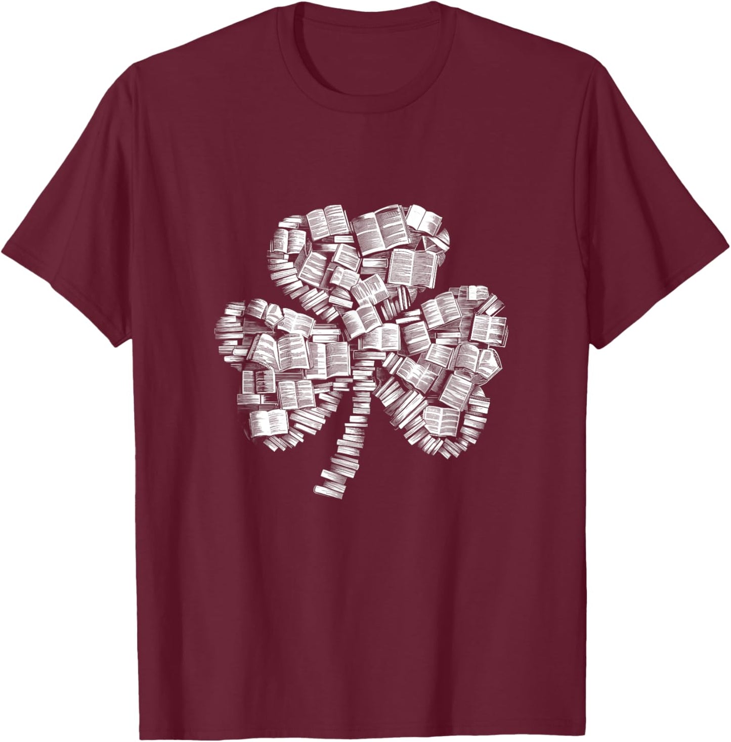 Shamrock Books Green St. Patrick's Day Bookworm Librarian T-Shirt - T-Shirt | Maroon