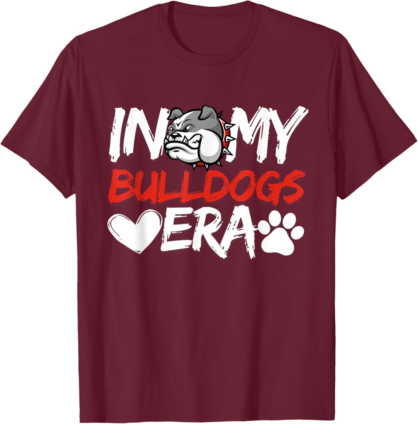 In My Bulldogs Era Bulldog Mascot Sports Fan Vintage Men Boy T-Shirt - T-Shirt | Maroon