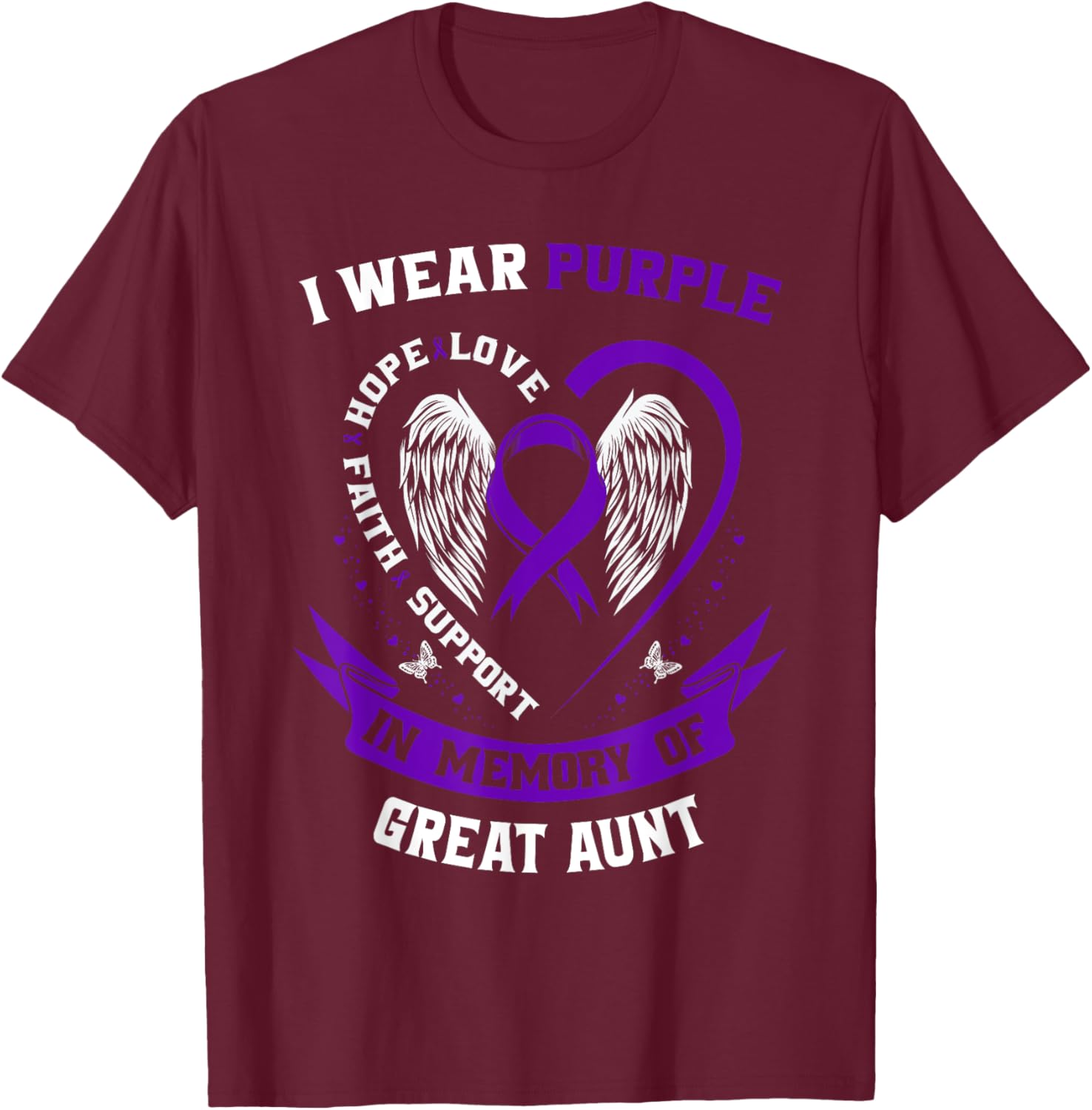 Alzheimers Awareness Products Purple Ribbon Great Aunt Gifts T-Shirt - T-Shirt | Maroon