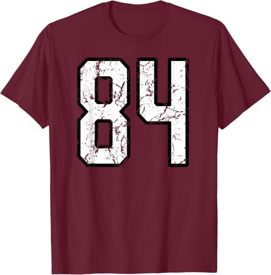 White and Black Sports Number 84 Jersey Uniform Player T-Shirt - T-Shirt | Maroon