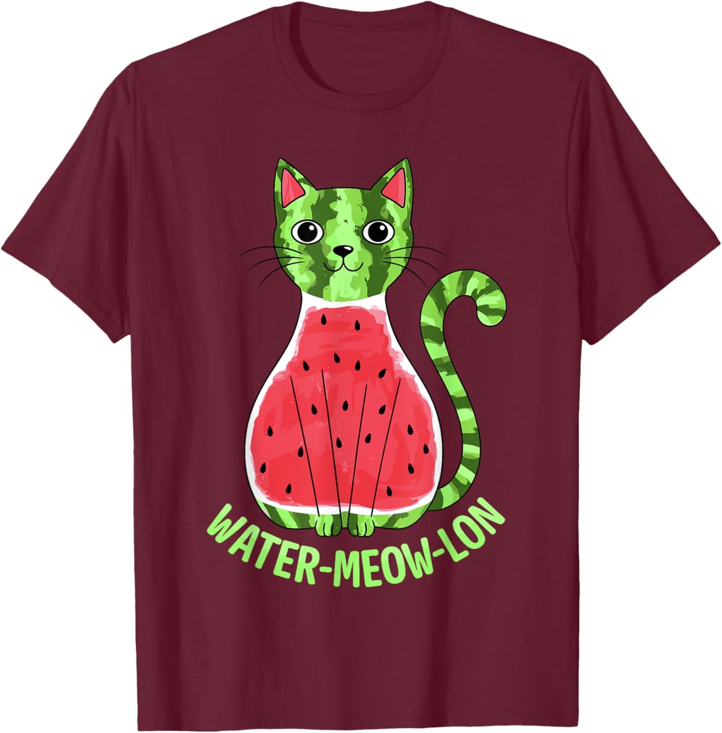 Cute Watermelon Print Women Kids Watermelon Fruit T-Shirt - T-Shirt | Maroon