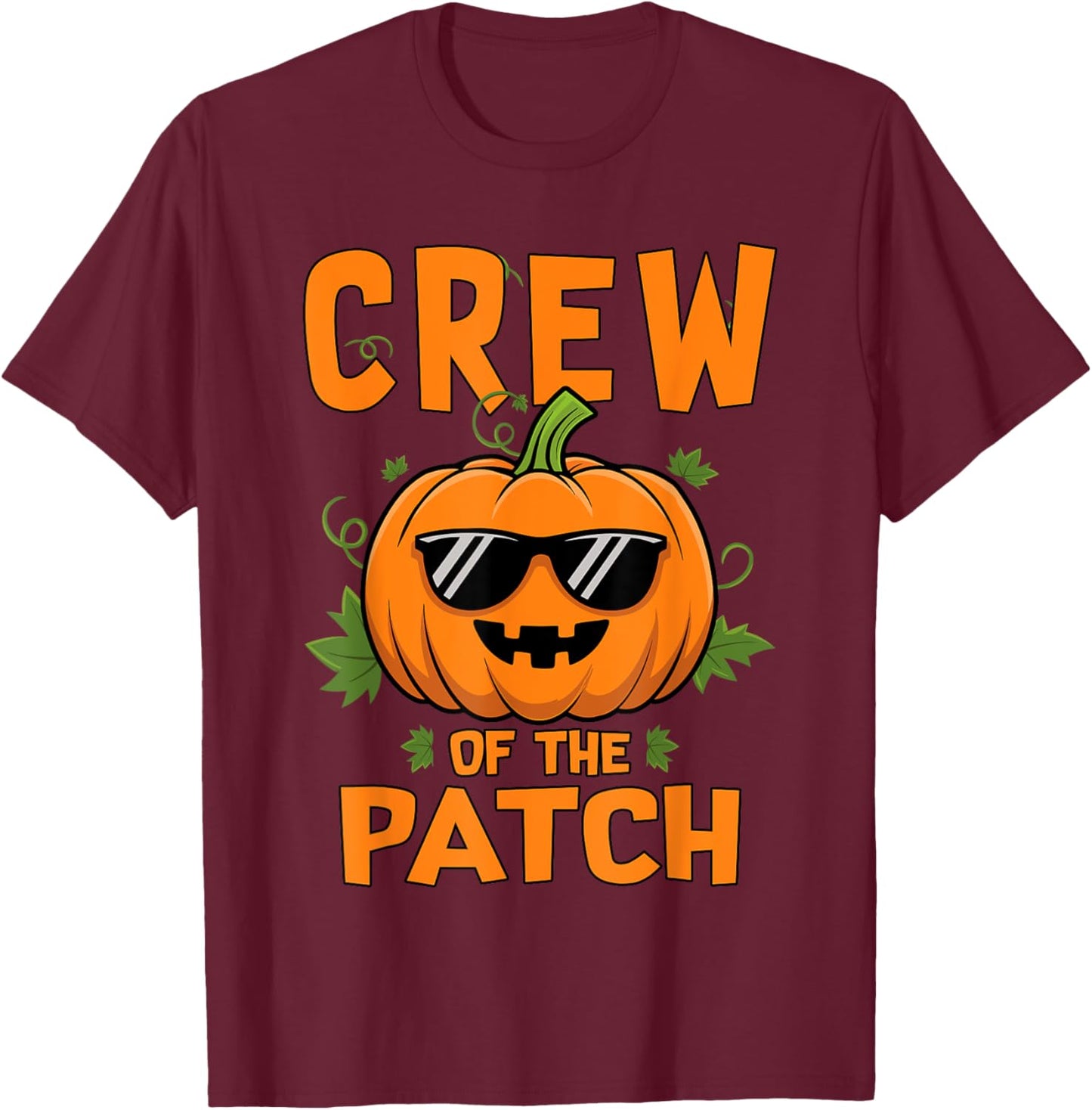 Pumpkin Crew of the Patch Family Matching Halloween T-Shirt - T-Shirt | Maroon