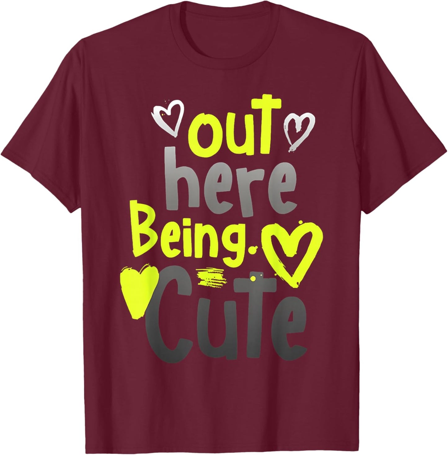 Neon Yellow Black Cool Grey Graphic Matching T-Shirt - T-Shirt | Maroon