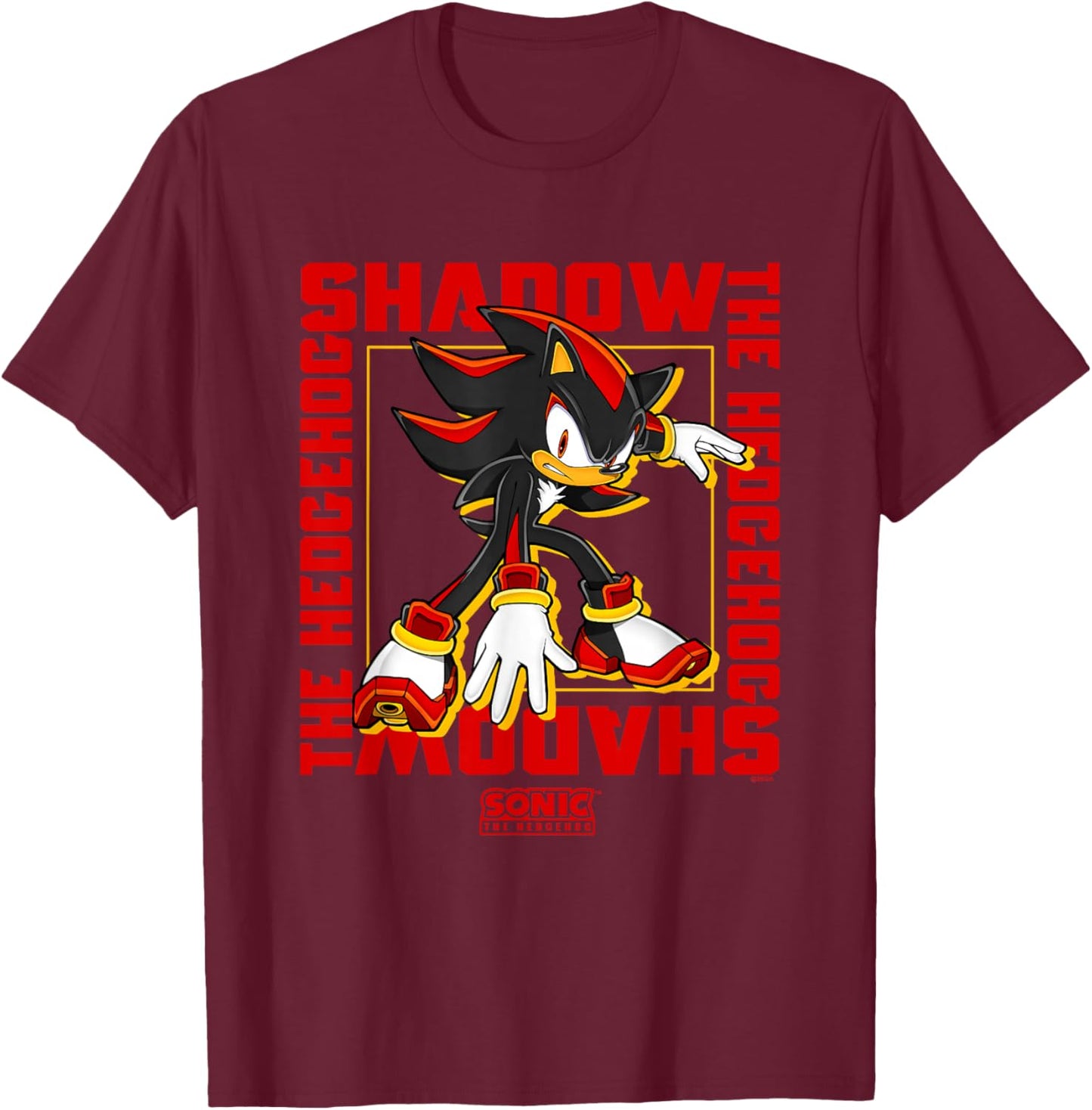 Sonic The Hedgehog Shadow The Hedgehog Epic Portrait T-Shirt - T-Shirt | Maroon
