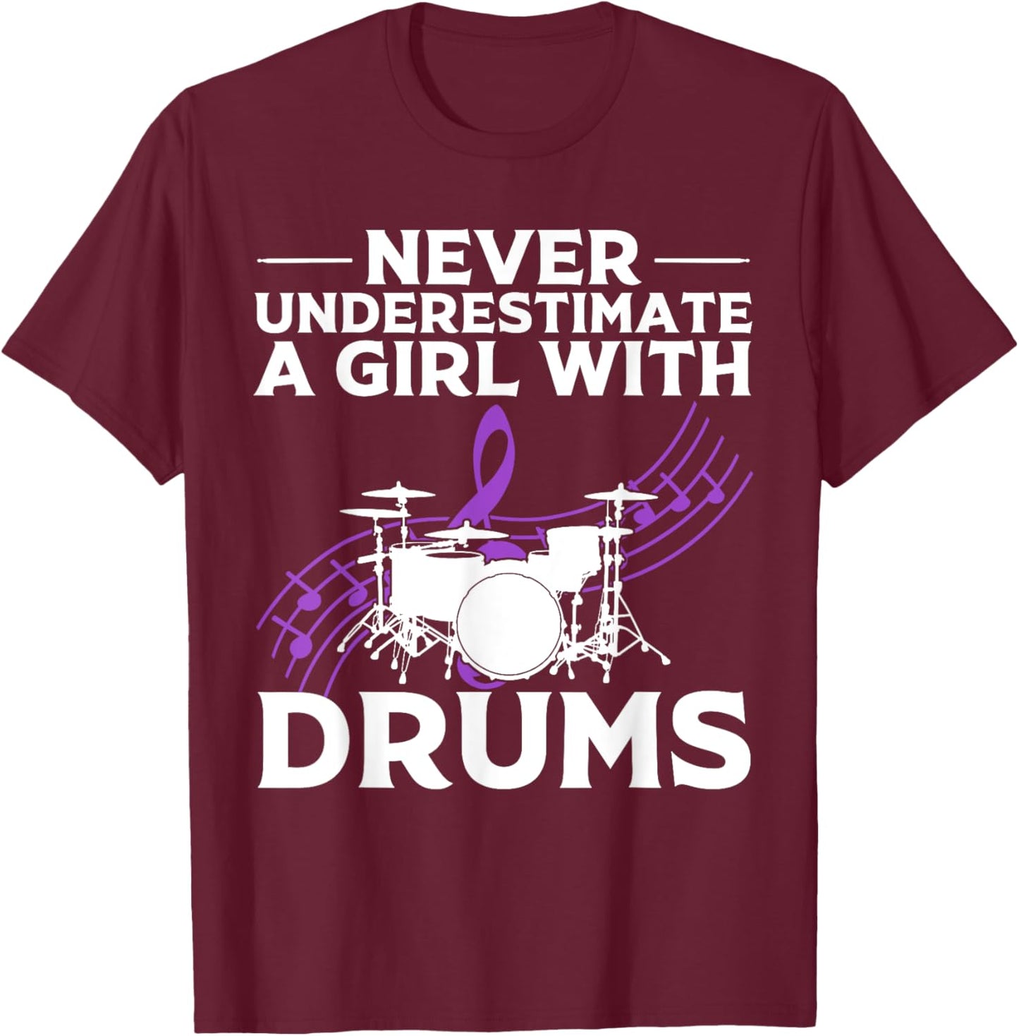 Funny Drummer Art For Girls Women Drumming Drum Set Drummer T-Shirt - T-Shirt | Maroon